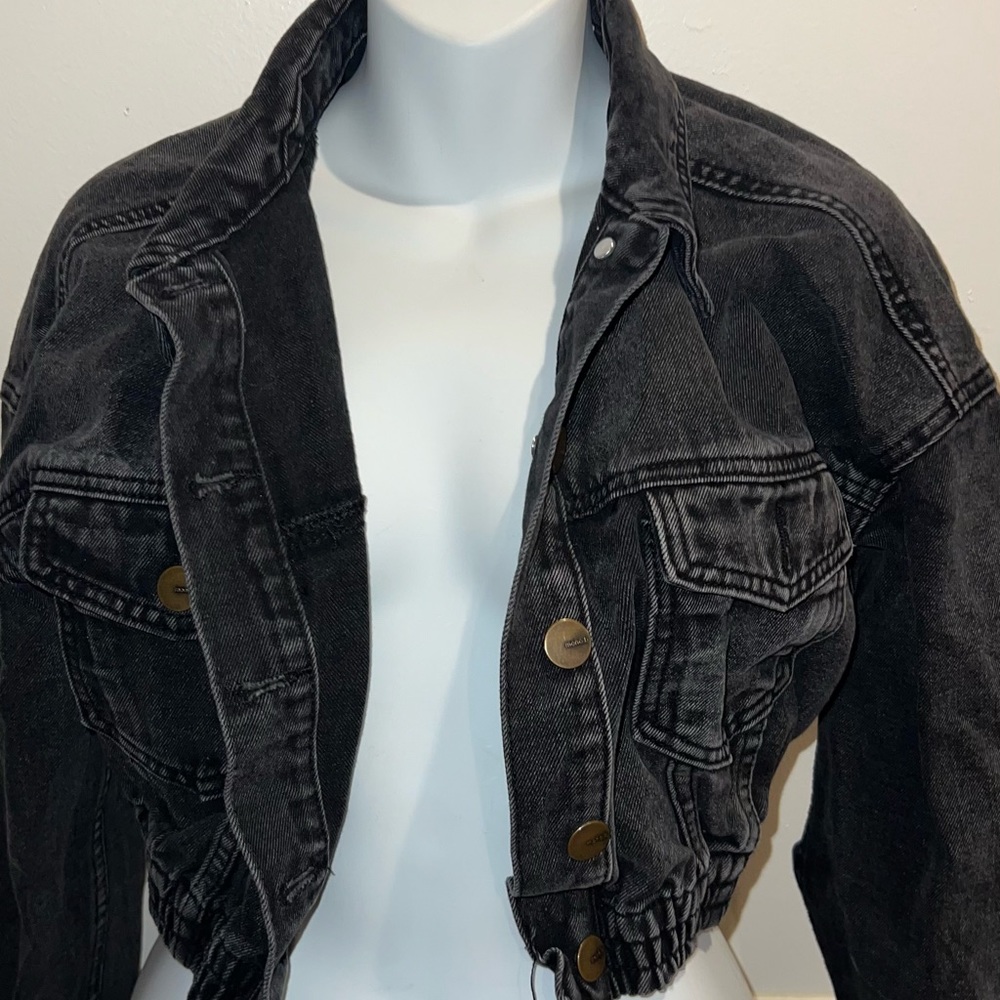 BLACK JEAN CROP JACKET CROPPED JACKET
